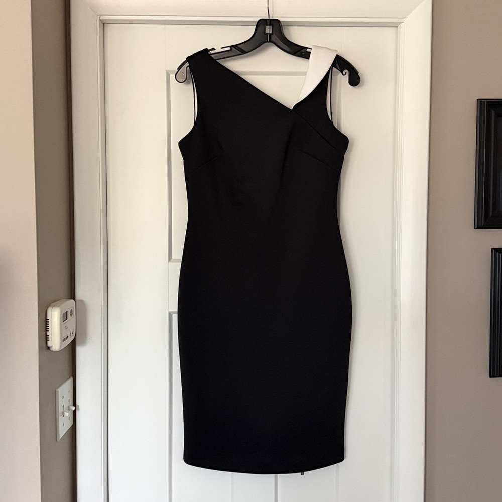Calvin Klein One Shoulder Black and White Dress